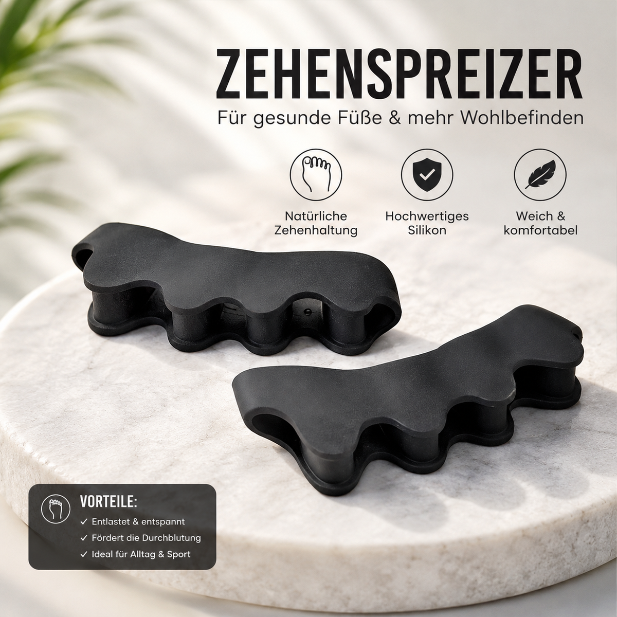 Zehenspreizer ausrichten